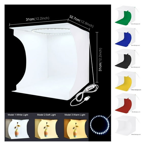 Photo Studio Box 25 30 40cm Photo Light Box Foldable Photography Ring LED Panel Box Shooting Tent Box Kit ,Easy to Use