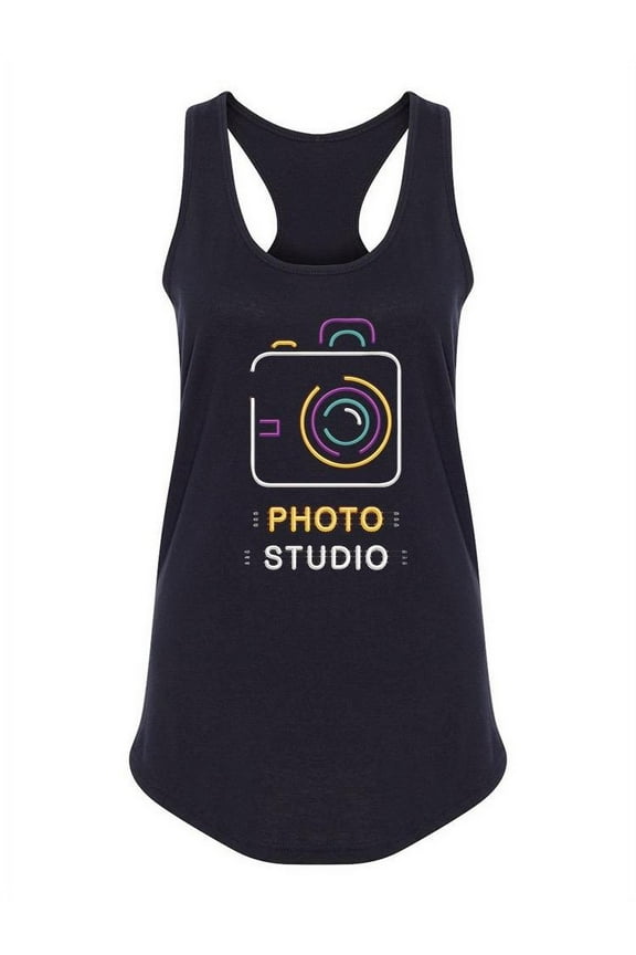 Photo Studio Camera Neon Design Tank Women -Image by Shutterstock, Female Large