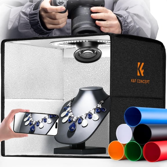 Photo Studio Light Box - 12"x12" Shooting Tent, Light Box Photography with 120 LED Lights & 6 PVC Backdrops for Jewelry, Watch, Cosmetics & Small Product Photography