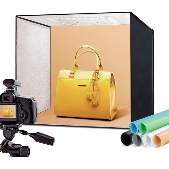 Photo Studio Light Box, 20''x20'' Photo Box, Light Box Photography (120 LEDs, 5500K, 97CRI, 50W, 6 Color PVC Backdrops) for Still Life Photography