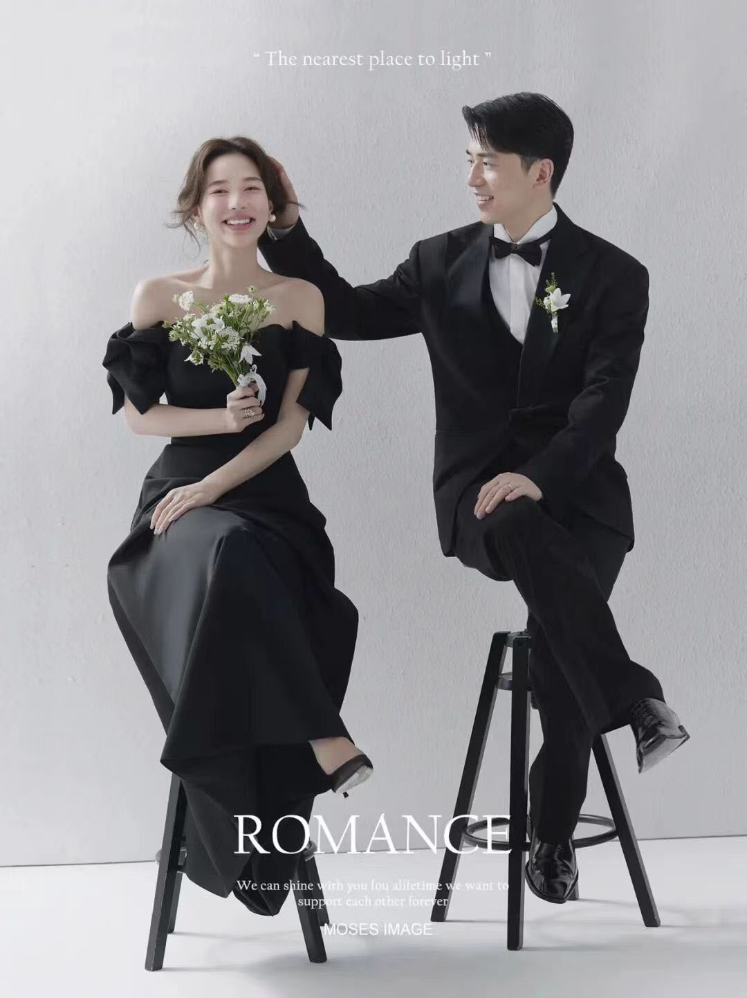 Photo Studio New Theme Evening Dress Vintage Satin Photo Black Wedding