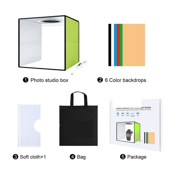 Photo Studio Ring LED 30cm Light Box Shooting Tent Desktop Box Kit With 6 Colors Backgrounds Photography LightBox Kits ,Professional Equipment