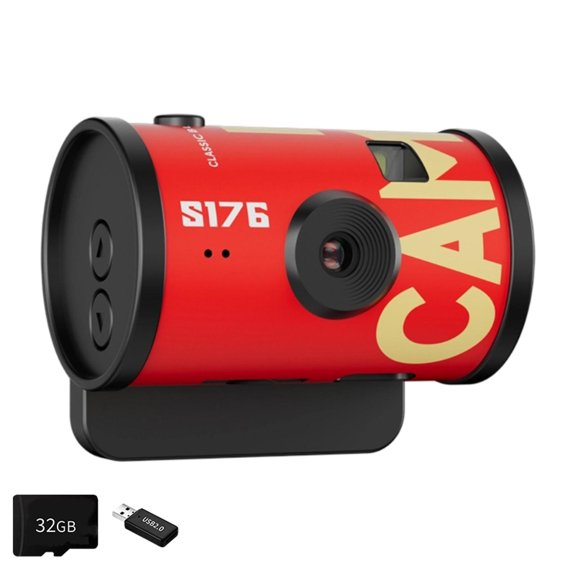 Photo Video Camera with Retro Effects, Preview Display, 32GB Card Reader Set, Compact Body for Campus Daily Moments