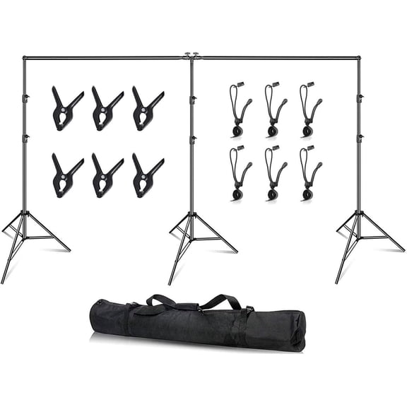 Photo Video Studio 20ft (Wide) x 10ft (Tall) Heavy Duty Adjustable Width & Length Photography Backdrop Stand Background Support System Kit with Spring Clamps, Backdrop Clips, Carry Bag