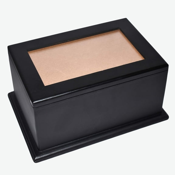 Photo Wooden Cremation Box Urn for Human Ashes Adult - Pet Memorial Urn for Dog Cat Ashes (9" x 6" x 4.5" - 160 lbs or 72kg, Black)