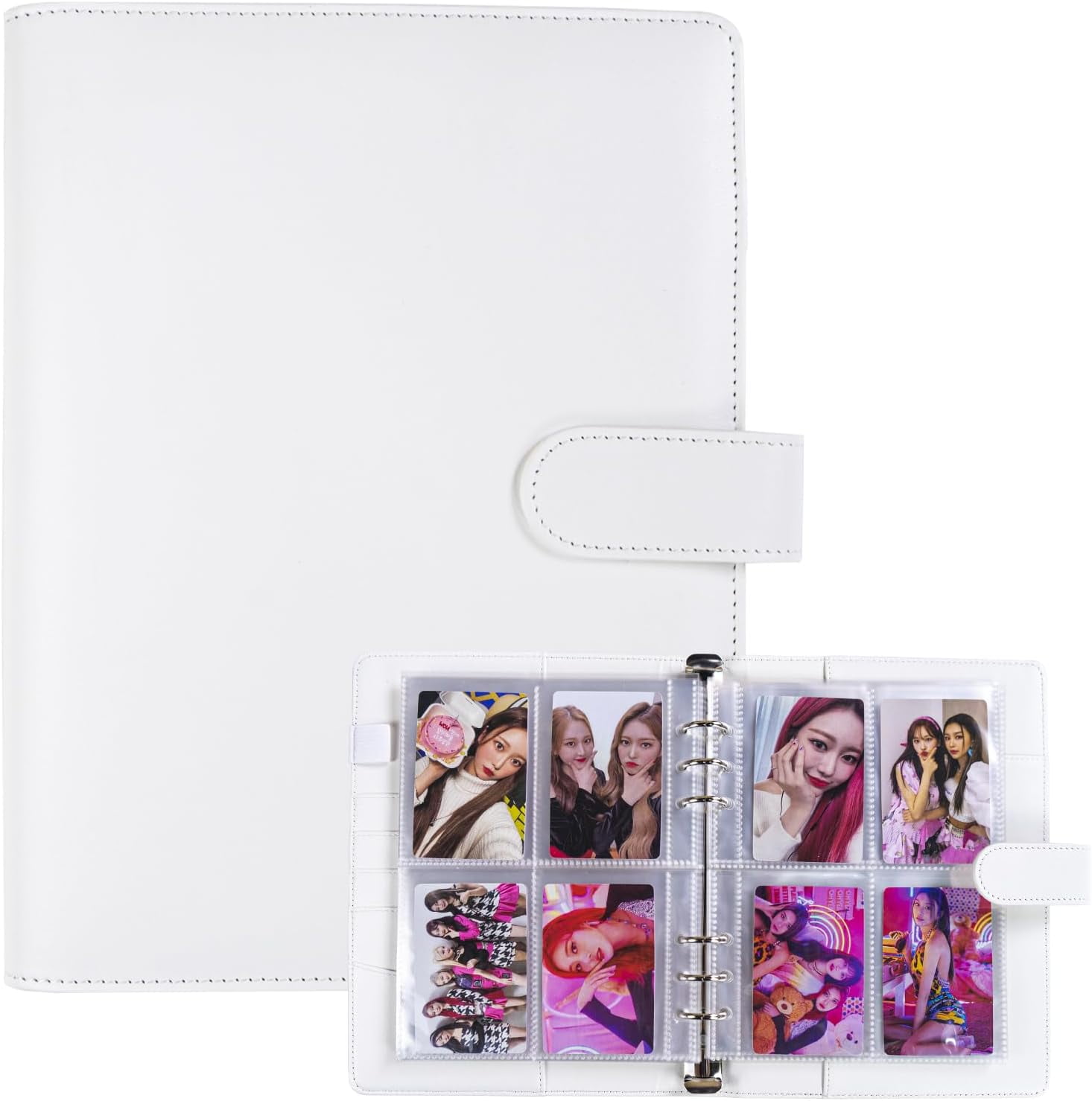 Photo card binder with 30 4-pocket card pages, 6 circular binders, A5 binder card collection book with 240 card slots