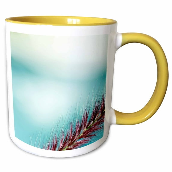 Photo of a red plume from purple fountain grass against pool water. 15oz Two-Tone Yellow Mug mug-327099-13