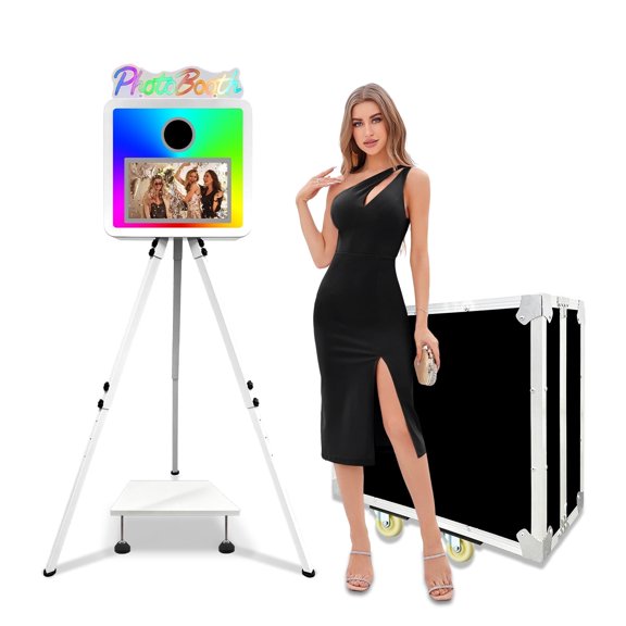 PhotoBooth RGB Light with 15.6 inch Touch Screen Selfie DSLR Photobooth Machine Portable Photo Booth Machine for Wedding Party