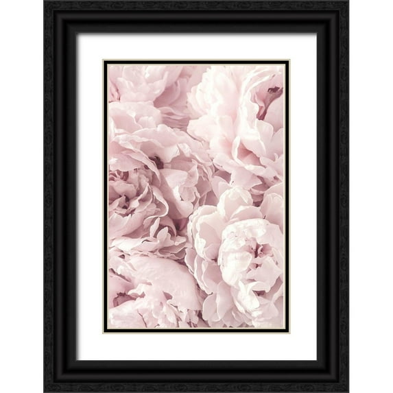 PhotoINC Studio 11x14 Black Ornate Wood Framed with Double Matting Museum Art Print Titled - Peony
