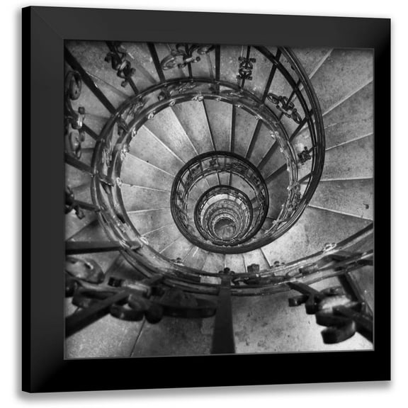PhotoINC Studio 12x12 Black Modern Framed Museum Art Print Titled - Spiral Staircase No. 2