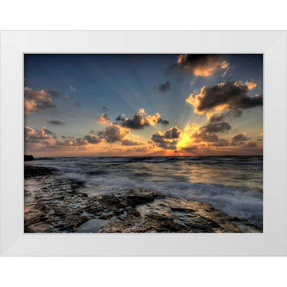 PhotoINC Studio 14x12 White Modern Wood Framed Museum Art Print Titled - Beach