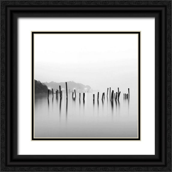 PhotoINC Studio 15x15 Black Ornate Wood Framed with Double Matting Museum Art Print Titled - Old Pier