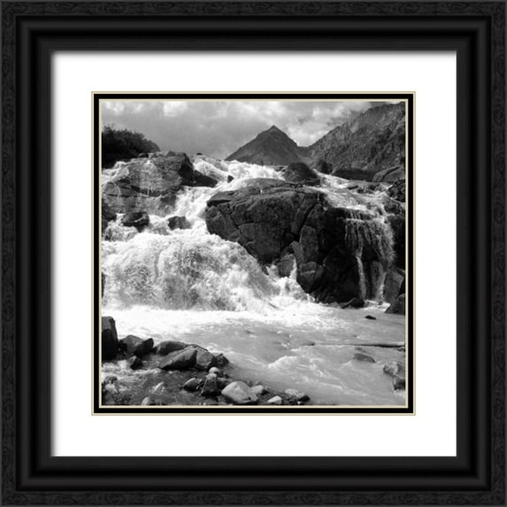 PhotoINC Studio 15x15 Black Ornate Wood Framed with Double Matting Museum Art Print Titled - White Water