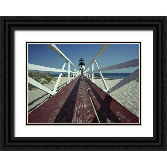PhotoINC Studio 18x14 Black Ornate Wood Framed with Double Matting Museum Art Print Titled - Light House
