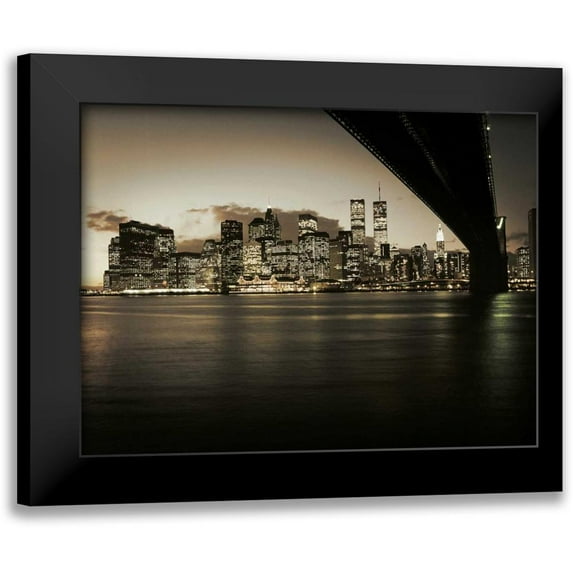 PhotoINC Studio 18x15 Black Modern Framed Museum Art Print Titled - Brooklyn Bridge