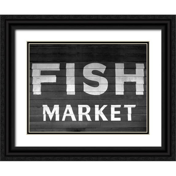 PhotoINC Studio 18x15 Black Ornate Wood Framed with Double Matting Museum Art Print Titled - Fish Market