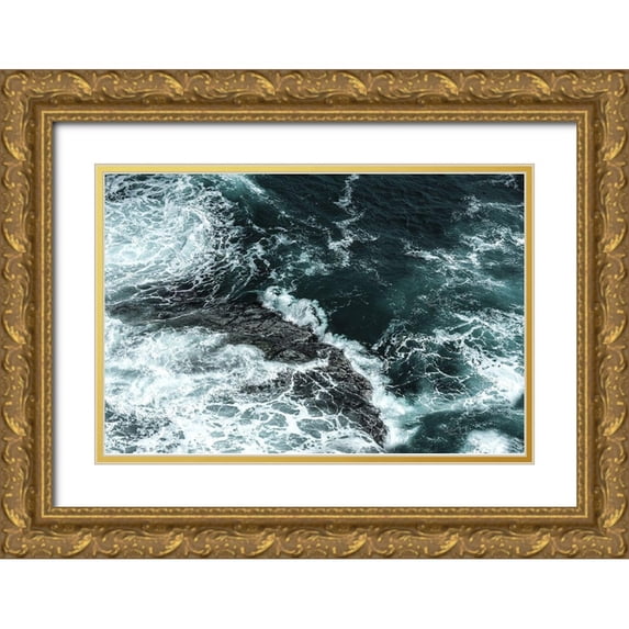 PhotoINC Studio 24x17 Gold Ornate Wood Framed with Double Matting Museum Art Print Titled - Waves II