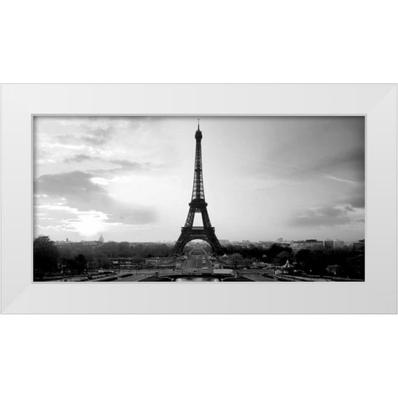 PhotoINC Studio 32x18 White Modern Wood Framed Museum Art Print Titled - The Eiffel Tower