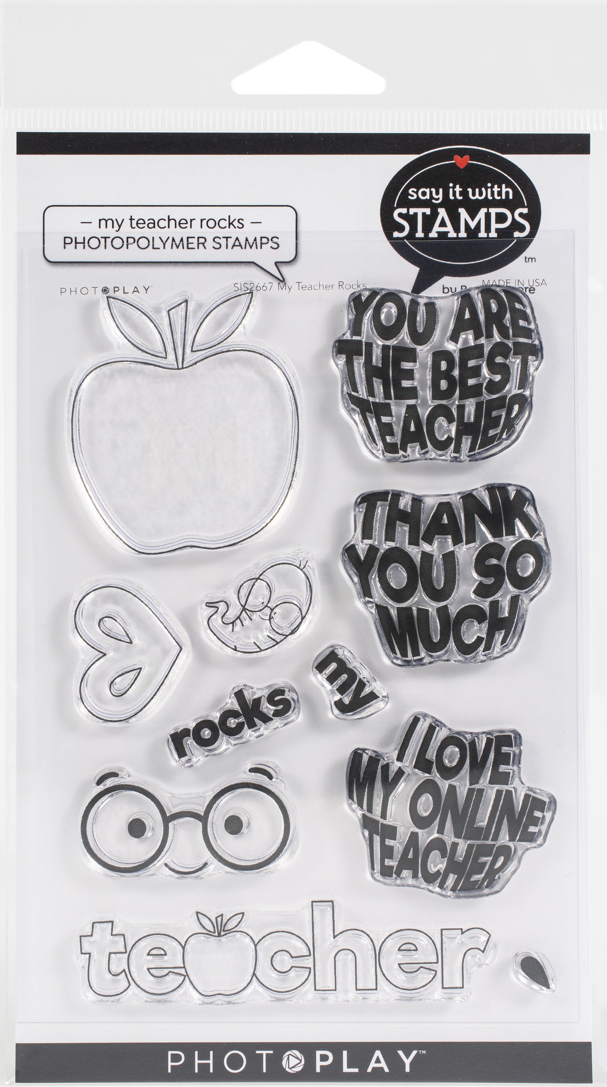 PhotoPlay Say It With Stamps Photopolymer Stamps My Teacher Rocks