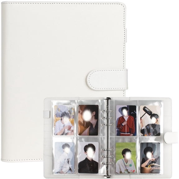 Photocard Binder with 25 Pack 4-Pocket Card Pages, 6 Ring Binder Card Collector Album PU Leather Binder Cover with Magnetic Buckle Closure for Organizing Trading Card