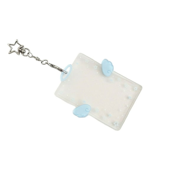 Acrylic Photocard Holder,Wing Credit Card Sleeve Pendant Keychain Badge Holder for Student Card Identity Card Gifts