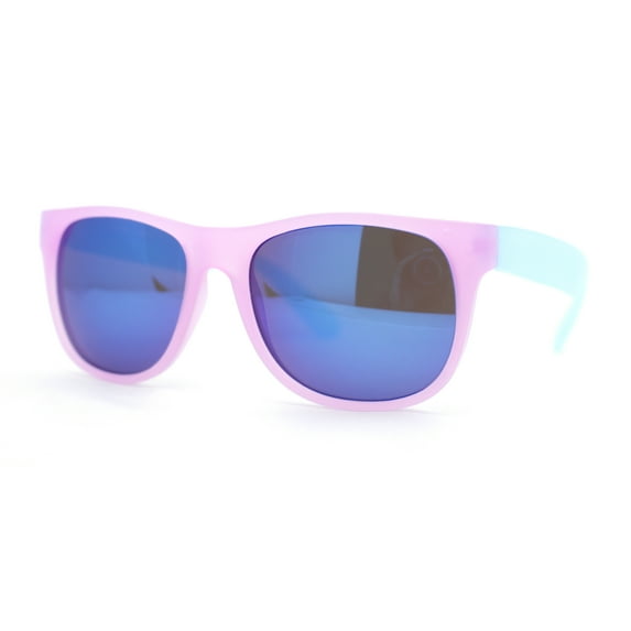 Photochromic Color Changing Frame Matte Sport Horn Rim Sunglasses Pink Blue - Blue Mirror