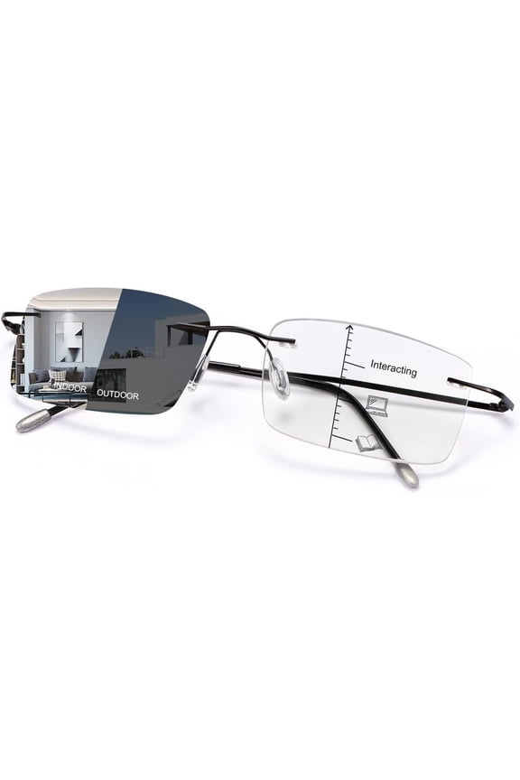 Photochromic Progressive Multifocus Reading Glasses UV Sunglasses Computer Anti Blue Lightweight Eyewear for Men Women