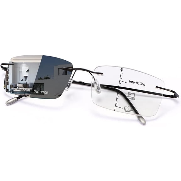 Photochromic Progressive Multifocus Reading Glasses UV Sunglasses Computer Anti Blue Lightweight Eyewear for Men Women