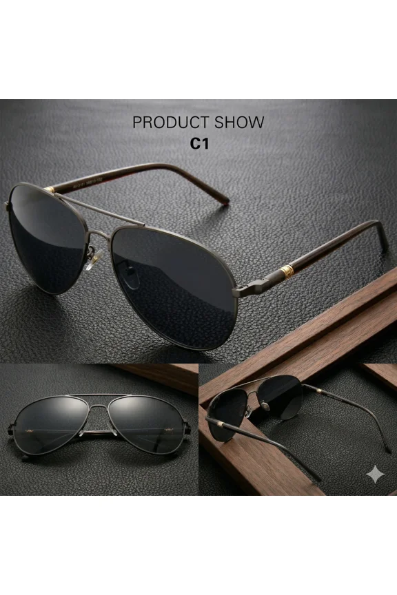Photochromic Transition Aviator Metal Frame Eyewear Polarized Men's Sunglasses