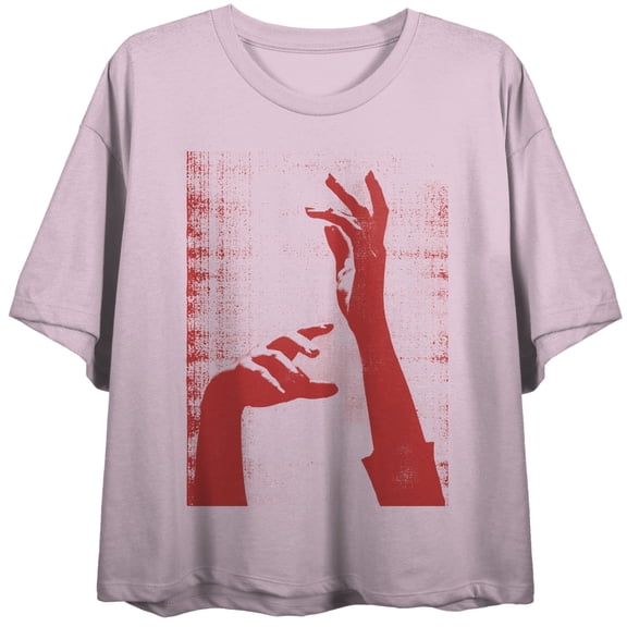 Photocopy Hands Women's Cradle Pink Crew Neck Short Sleeve Crop Top-XL