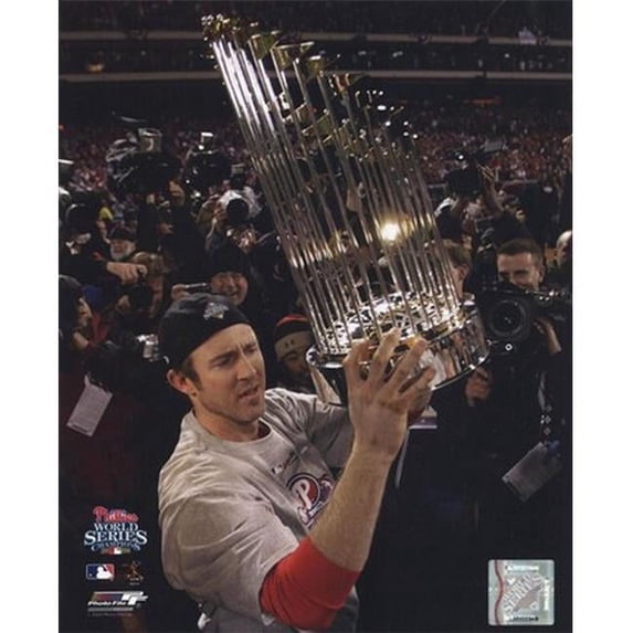 Photofile PFSAAKM23601 Chase Utley With World Series Trophy Sports Photo - 8 x 10