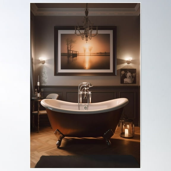 Photograph Bathtub In Bathroom Poster Wall Art, Modern Wall Decor For Living Room Bedroom, 24x36 UNFRAMED