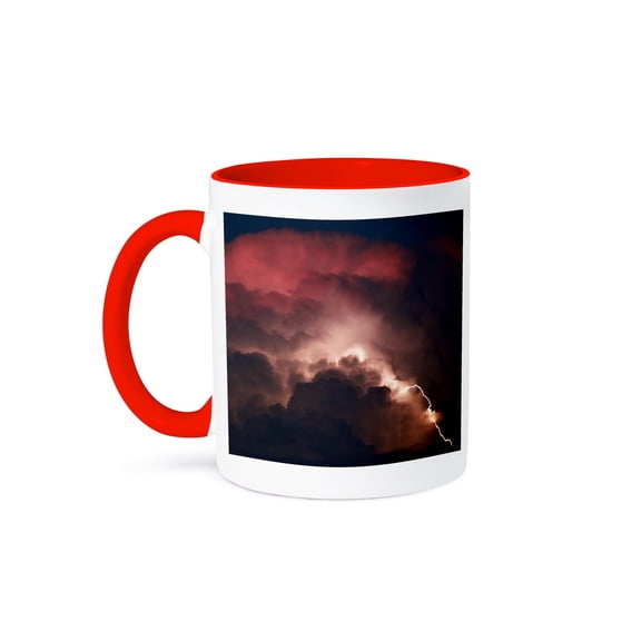 3drose, Photograph of a Colorful Thunder Cloud Producing Lightning., 11oz Two-tone Red Mug
