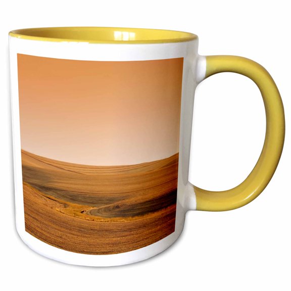 3drose, Photograph of a Hay Field, 11oz Two-tone Yellow Mug