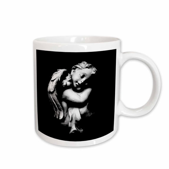 3drose, Photograph of an Angel Statue with a Dramatic Black Background., 11oz Mug
