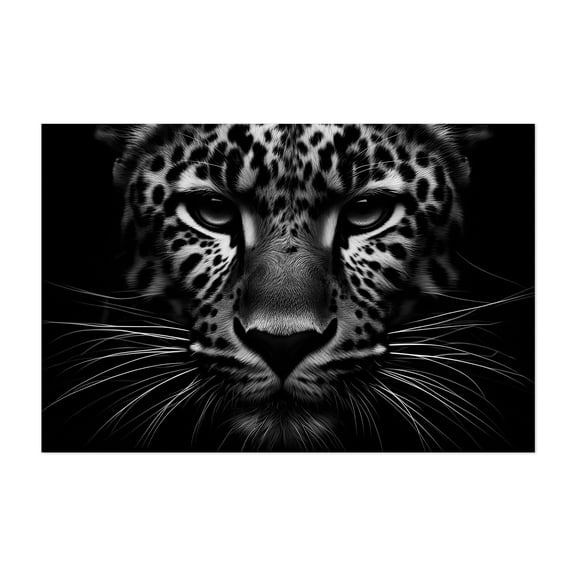 Photograph of a leopard among shadows 02 - Photography Wildlife Black and White Animal Tiger Portrait Nature Moody Unframed Wall Art Print 8 x 12 inches