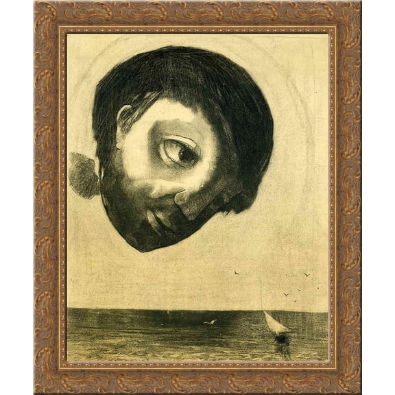 Photograph of Guardian Spirit of the Waters 20x24 Gold Ornate Wood Framed Canvas Art by Redon, Odilon