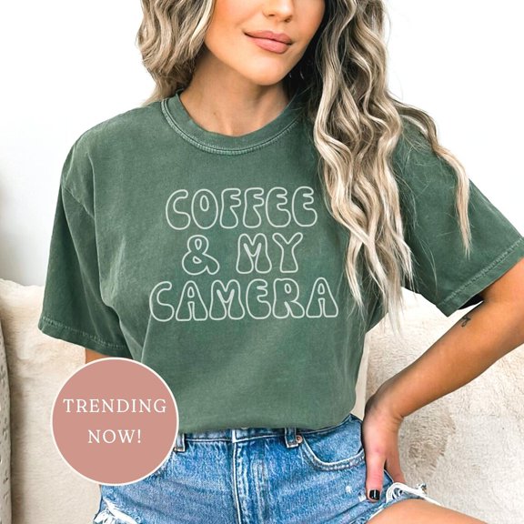 Photographer Coffee Graphic T-Shirt Editing Day Camera Lover Tee