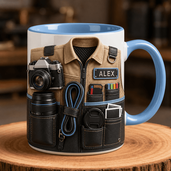 Photographer Dad Accent Mug Custom Camera Lens Memory Card Father’s Day Gift
