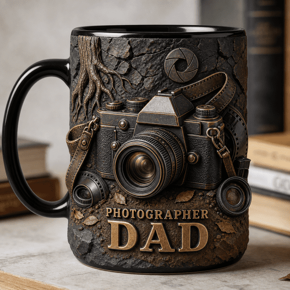 Photographer Dad Mug 3D Effect Mug for Photography Dad, Camera Lover Father’s Day Gift