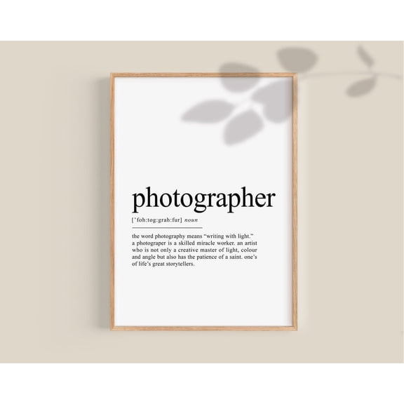 Photographer Definition Poster, Photography Gift, Gifts For Photographers, Dictionary Art Posters, Gifts For Men, Wall Art Home Decor, 8x12 UNFRAMED