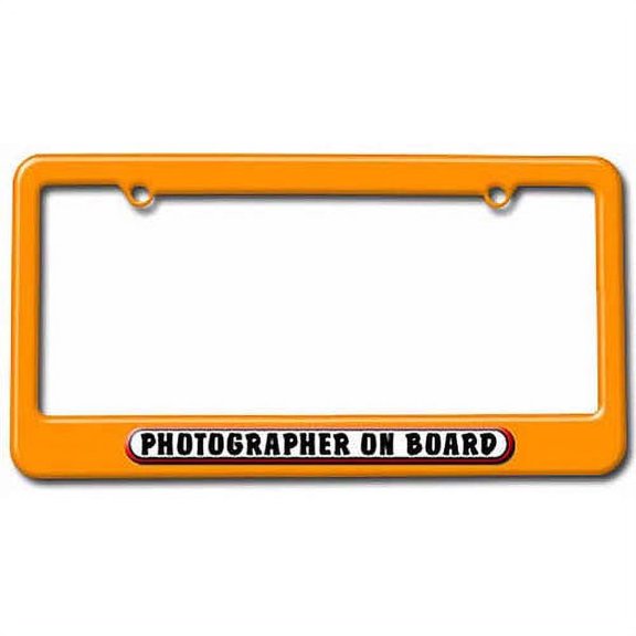 Photographer On Board License Plate Tag Frame, Multiple Colors