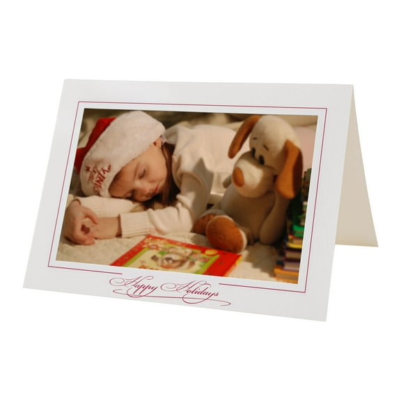 Photographer's Edge, Photo Insert Card, Bright White, Happy Holidays, Set of 10 for Horizontal 4x6 Photos