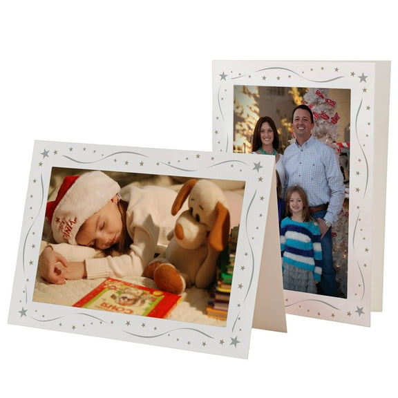 Photographer's Edge, Photo Insert Card, Bright White with Star Border, Set of 10 for 4x6 Photos