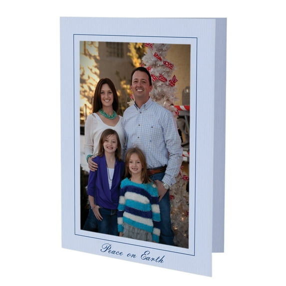 Photographer's Edge, Photo Insert Card, Premium Baby Blue Linen, Peace on Earth, Set of 10 for Vertical 4x6 Photos