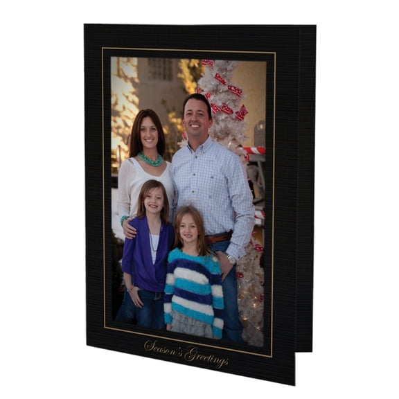 Photographer's Edge, Photo Insert Card, Premium Black Linen, Season's Greetings, Set of 10 for Vertical 4x6 Photos