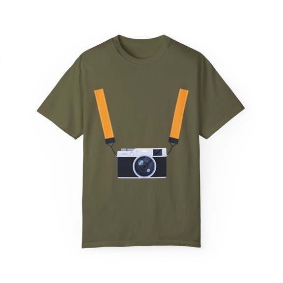 Photographers Hanging Camera Gags Graphic Humorous Photography Enthusiasts Men Women Unisex Garment-Dyed T-shirt