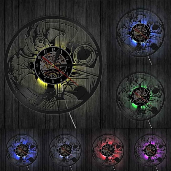 Photographers Wall Clock Taking Picture with Camera Photography Studio Wall Decor Vinyl Record Clock Shutterbug Cameramen Gift