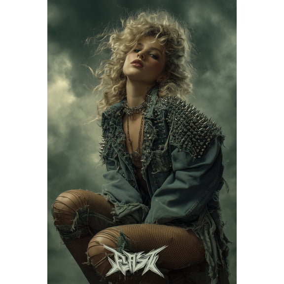 Photographic Rock Icon Portrait Poster - Edgy Glamour 【Rolled Canvas】