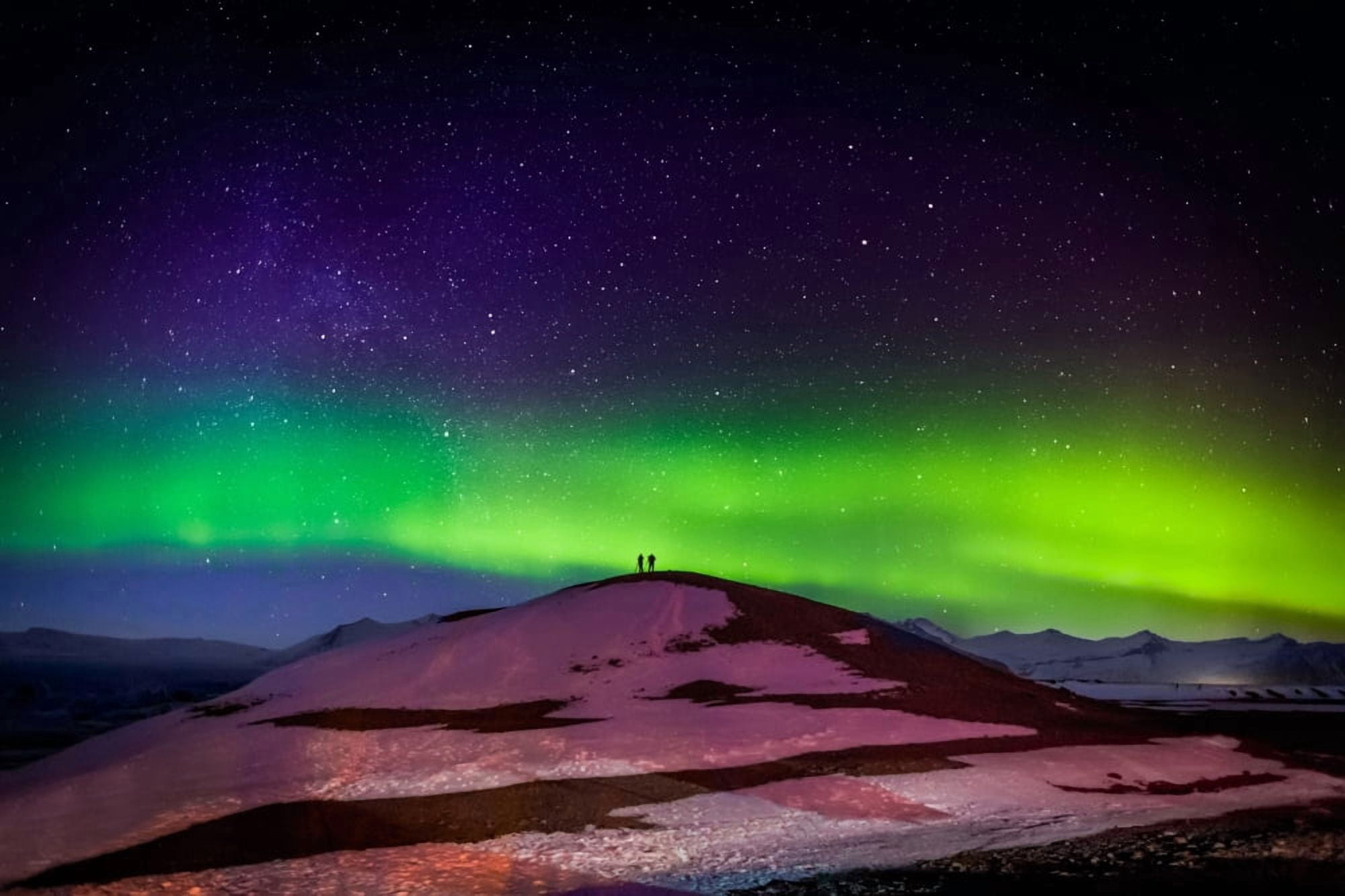 Photographing the Auroras and Icebergs at the glacial lagoon Jokulsarlon Breidamerkurjokull Vatnajokull Ice Cap Iceland Canvas Art - Panoramic Images (27 x 9)